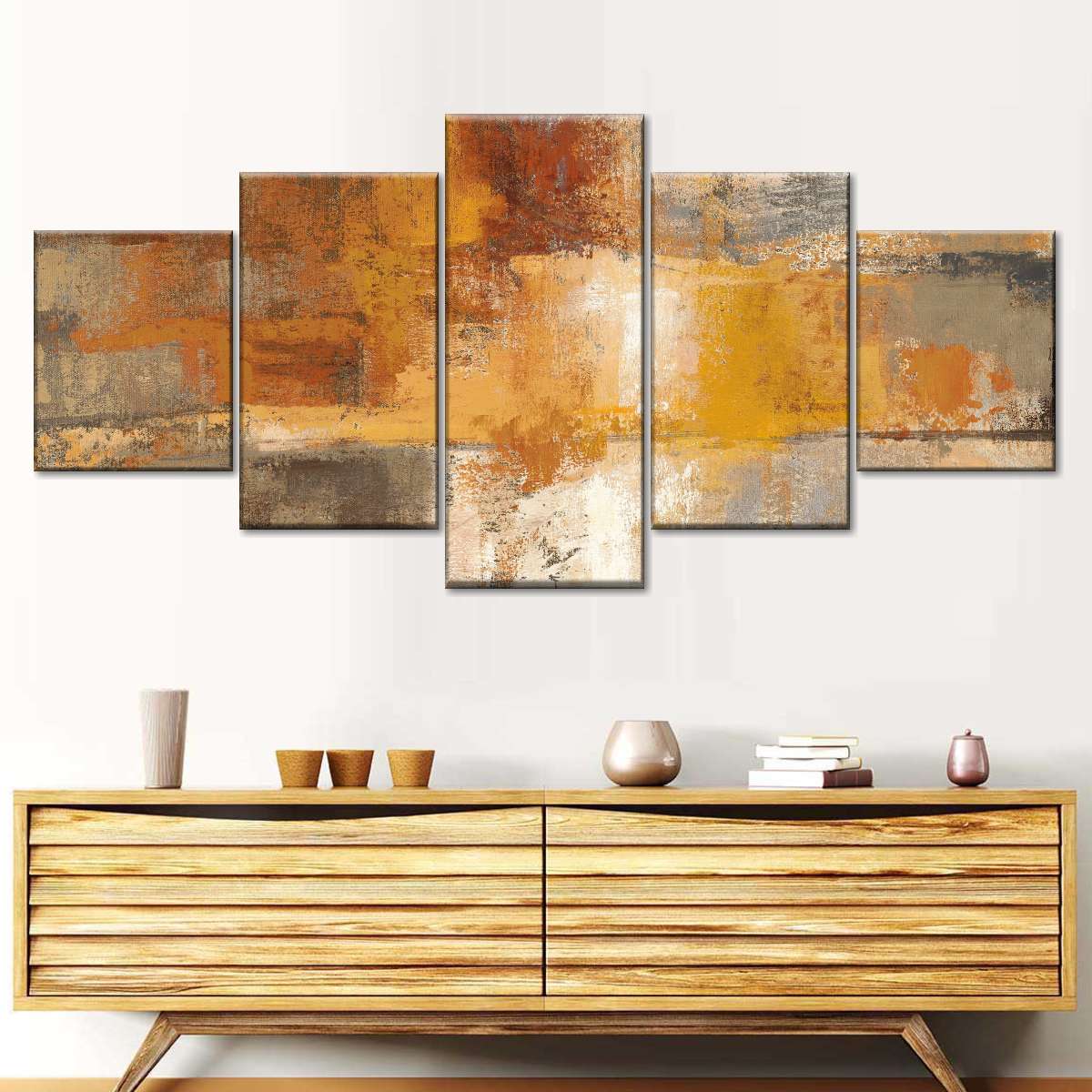 Silver and Amber Crop Multi Panel Canvas Wall Art