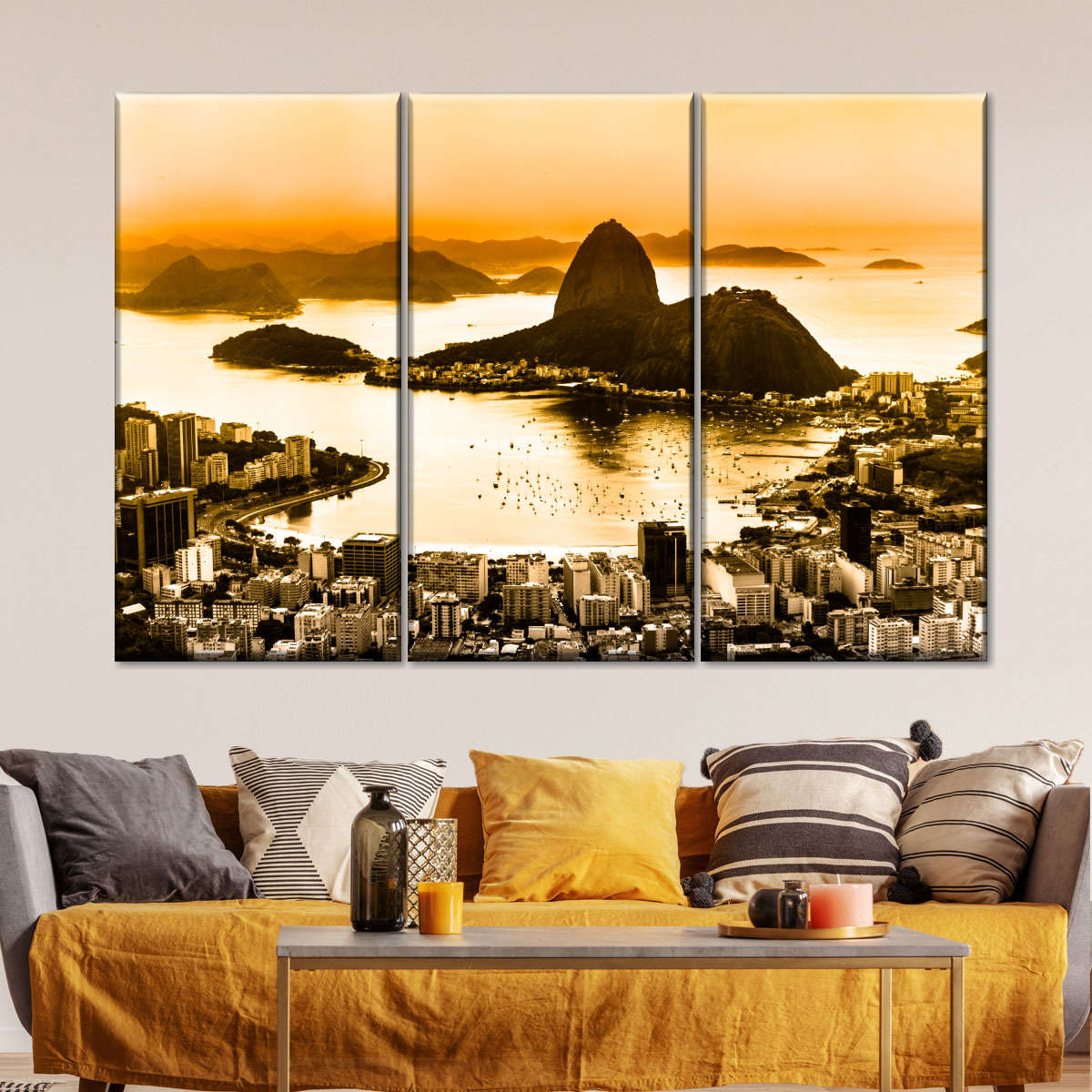 Rio De Janeiro Sunset Glimpse Multi Panel Canvas Wall Art Elephantstock