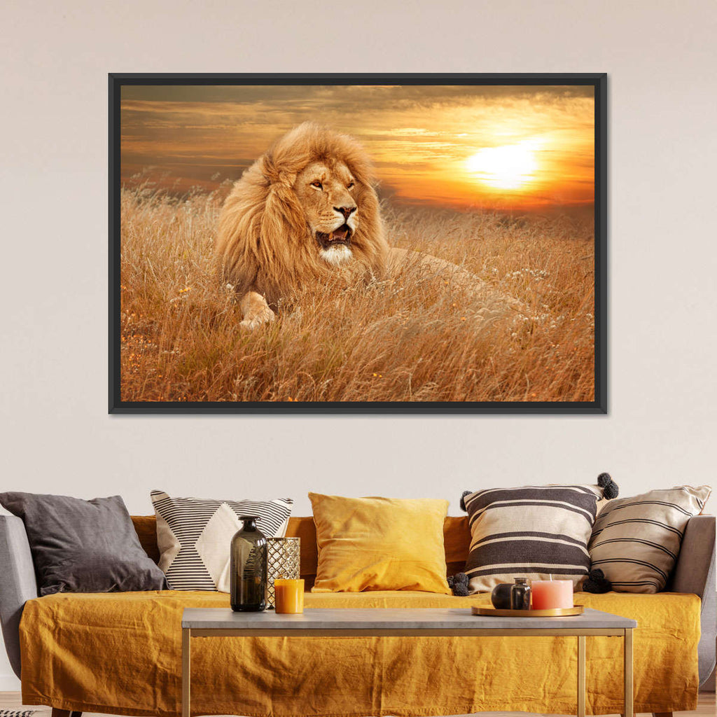 Sunset Lion King Multi Panel Canvas Wall Art | ElephantStock