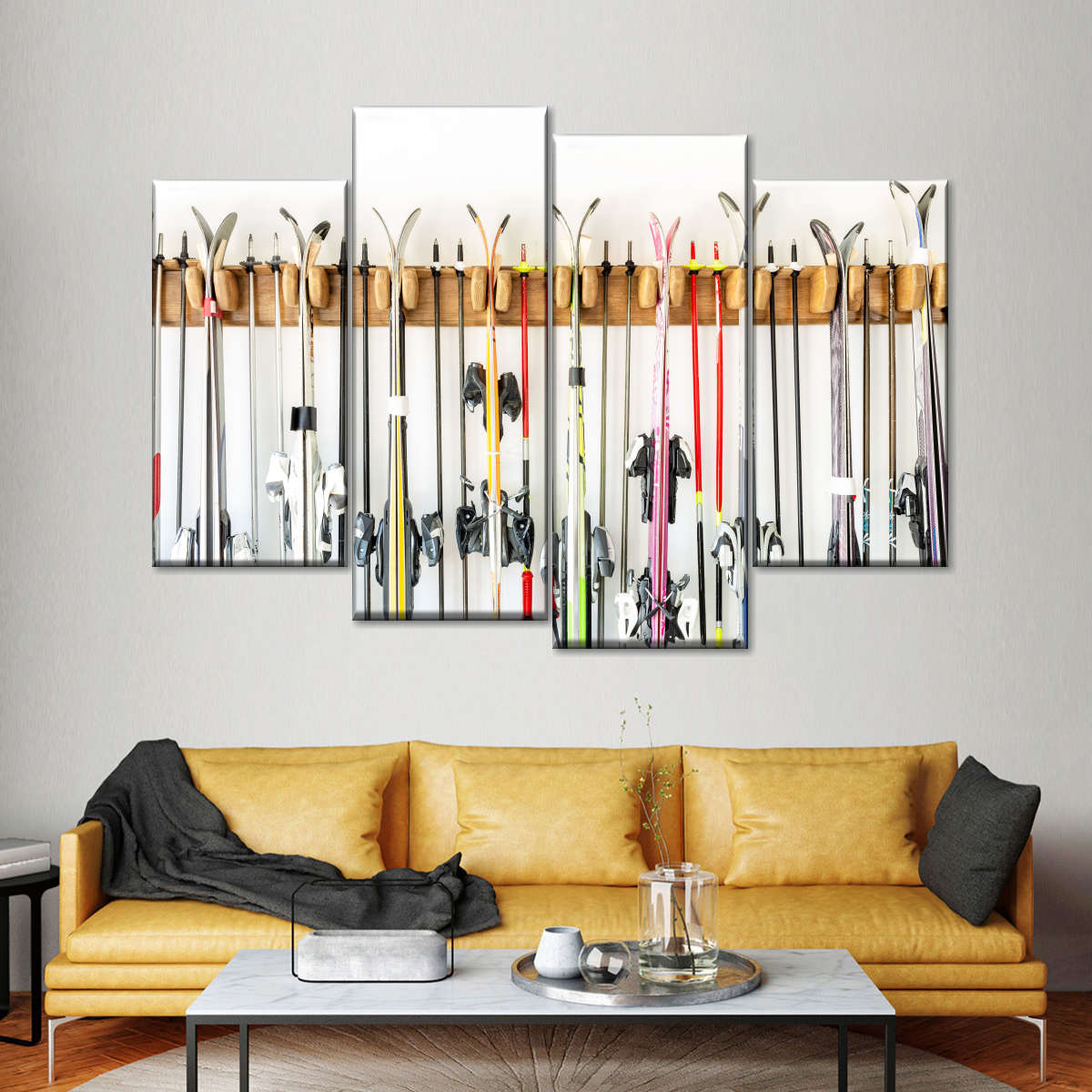 Ski Poles Multi Panel Canvas Wall Art | ElephantStock