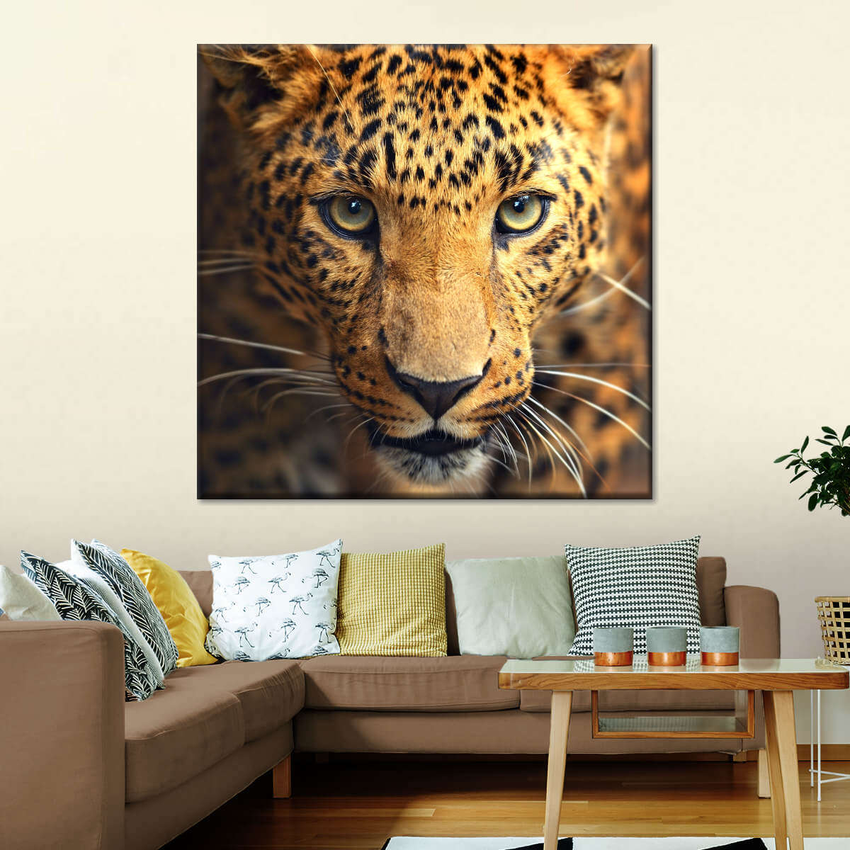 Leopard Portrait Multi Panel Canvas Wall Art | ElephantStock