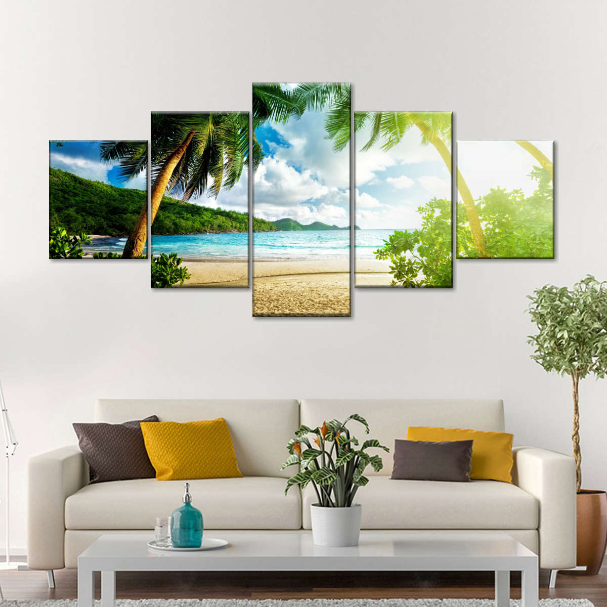 Tropical Beach Multi Panel Canvas Wall Art Elephantstock