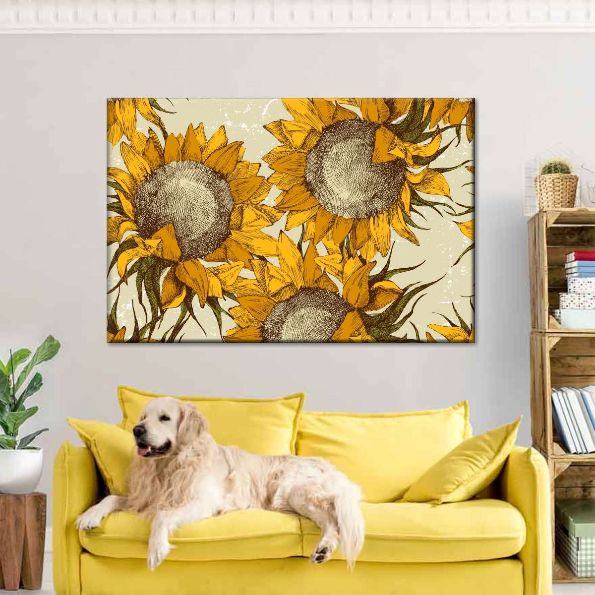 Yellow Sunflowers Multi Panel Canvas Wall Art