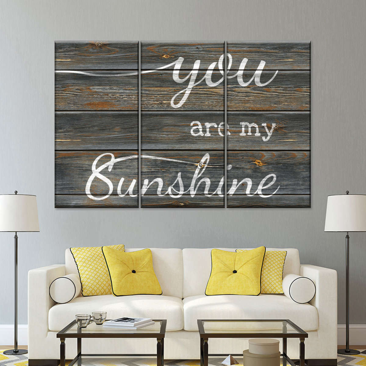 You Are My Sunshine Grey Multi Panel Canvas Wall Art Elephantstock