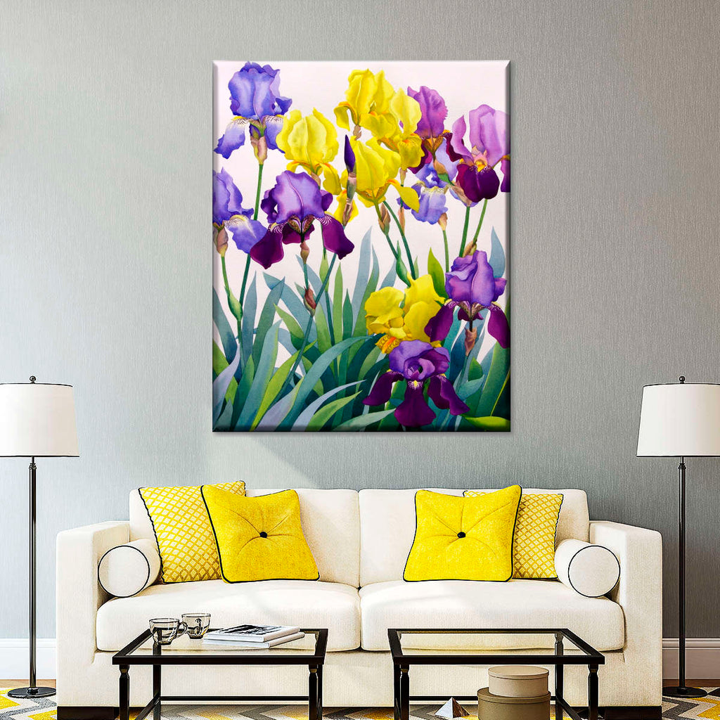 Yellow And Purple Irises Wall Art | Painting | by Christopher Ryland ...