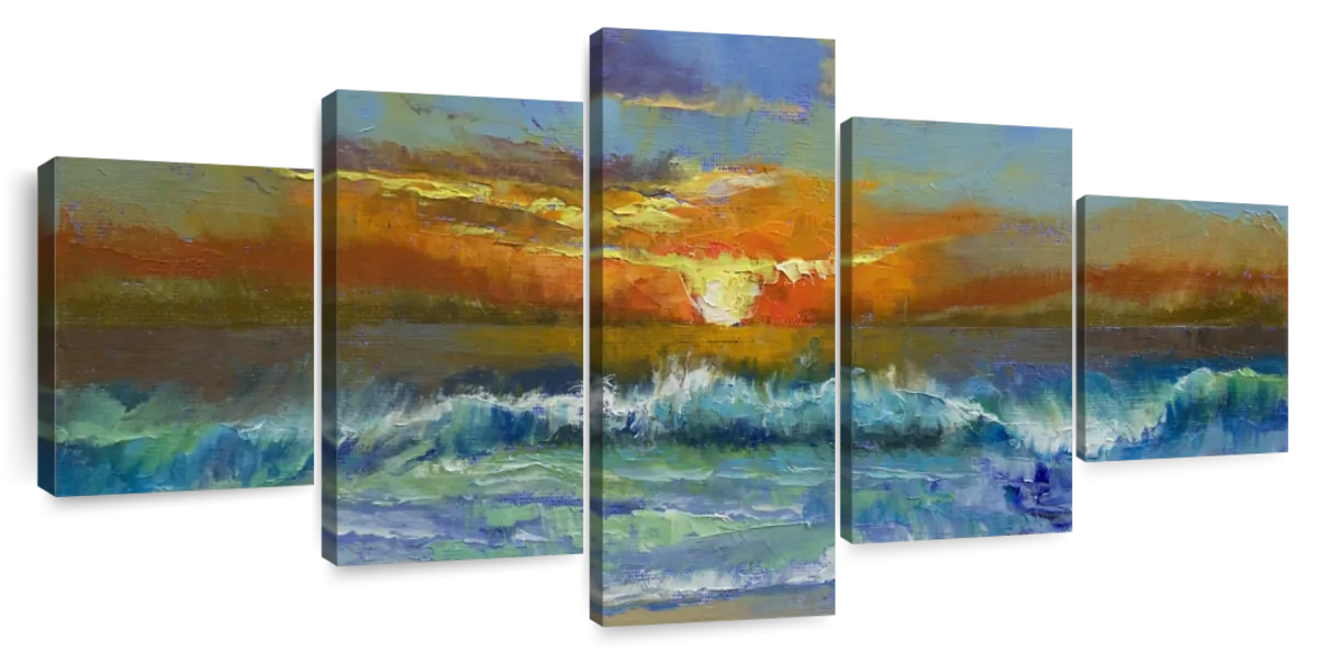 Modern Beach Wall Art For Bedroom  Sunset Beach Painting Canvas Print