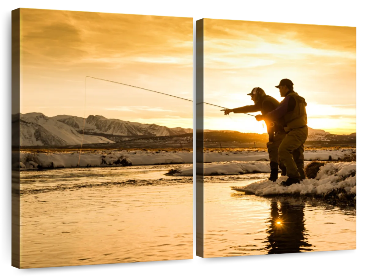 Fisherman Fly Fishing at Sunrise Photo Photograph Cool Wall Decor