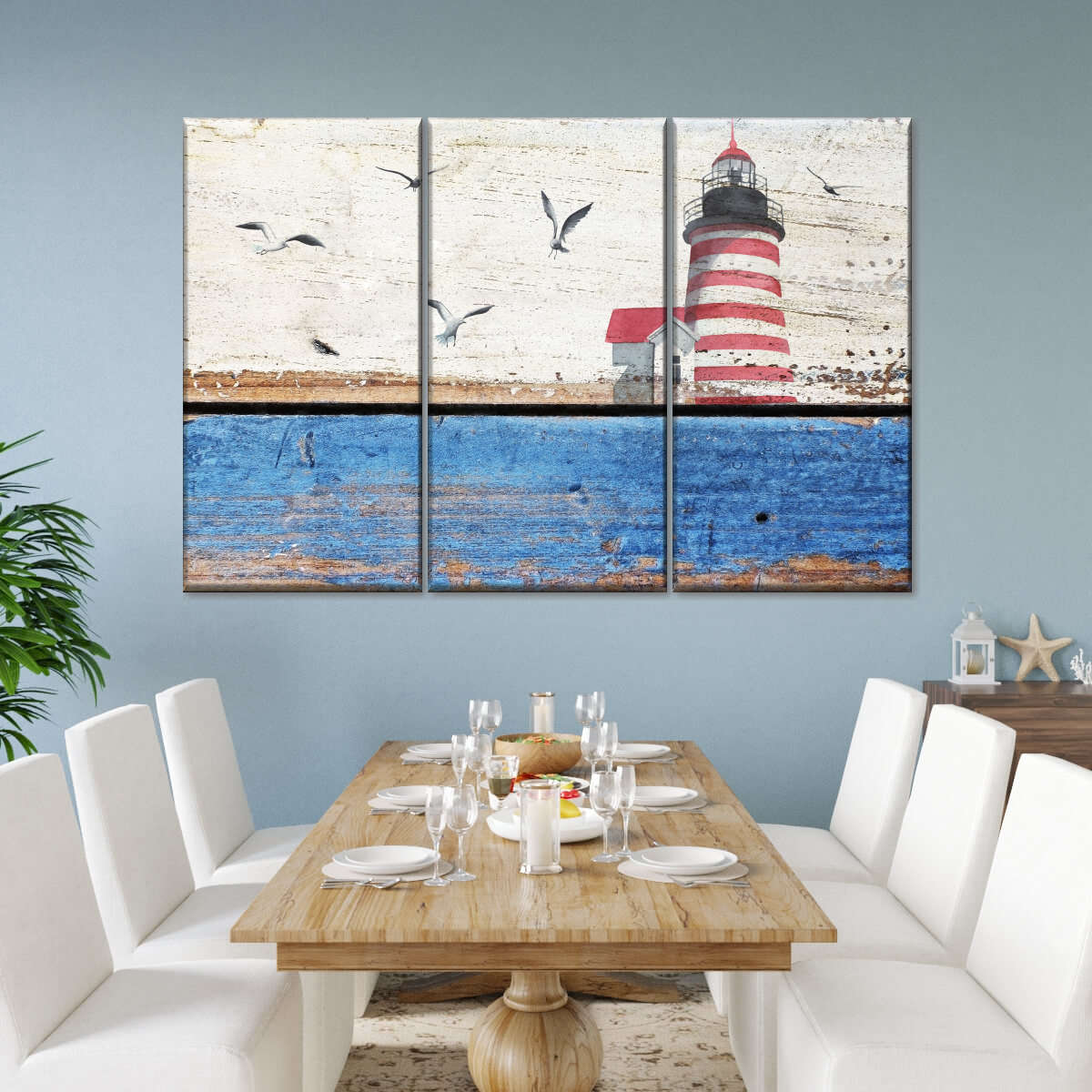Nautical Lighthouse Multi Panel Canvas Wall Art