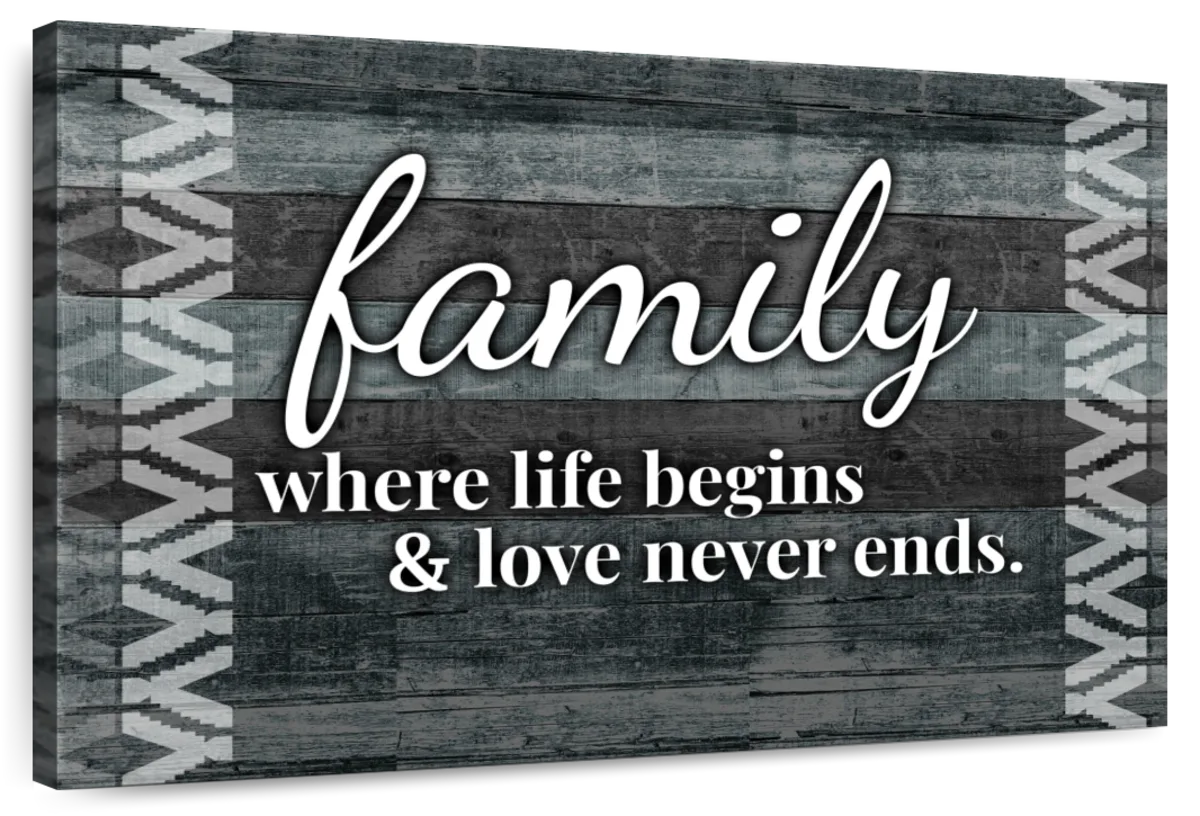 Family Love Never Ends Quote Wall Art | Digital Art