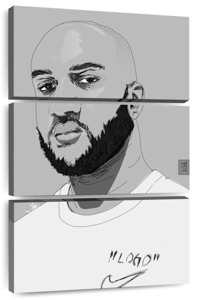 Poster: Virgil Abloh (One-Line | Line-Art | Abstraktes Portrait |  Kunst-Druck | Wand-Kunst)