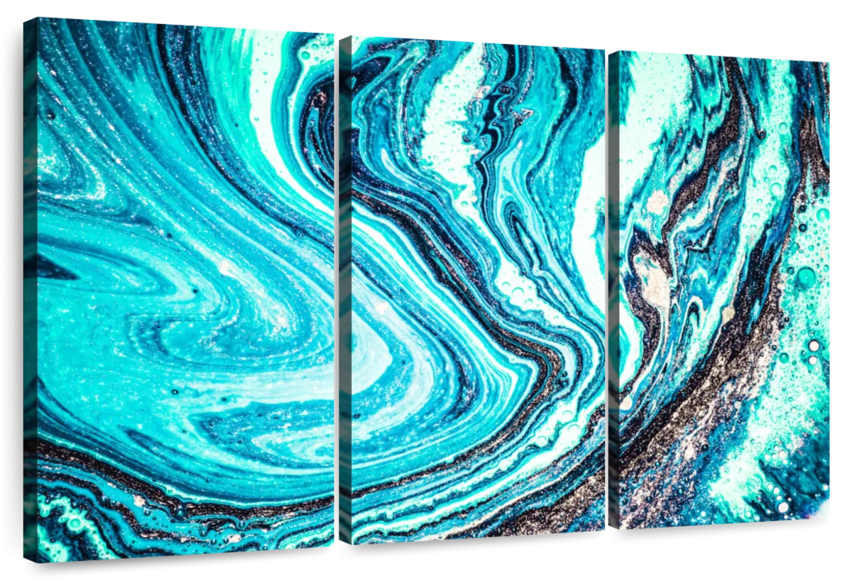 Turquoise Suminagashi Abstract Wall Art | Painting