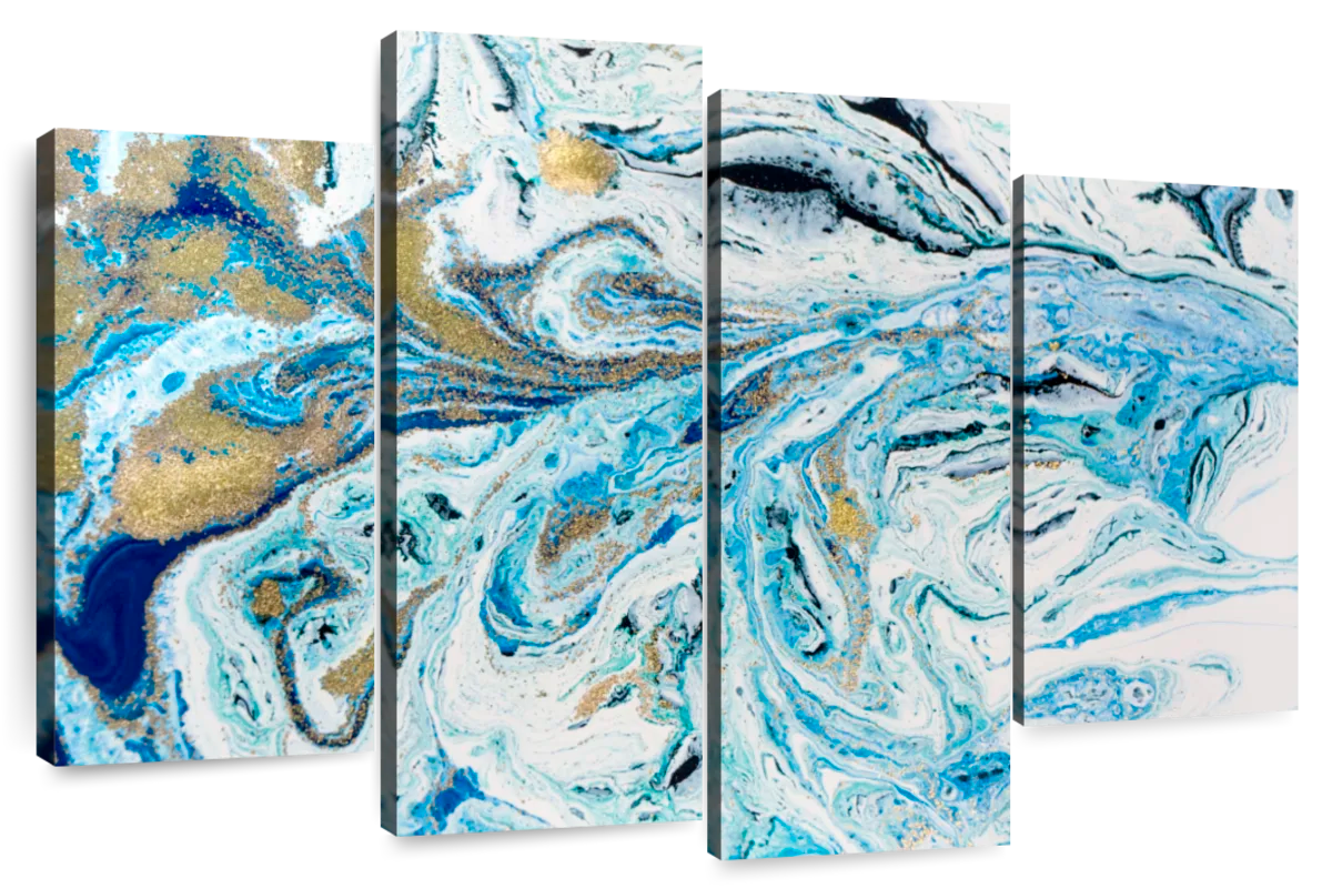 Abstract Marbled Blue Wall Art | Painting