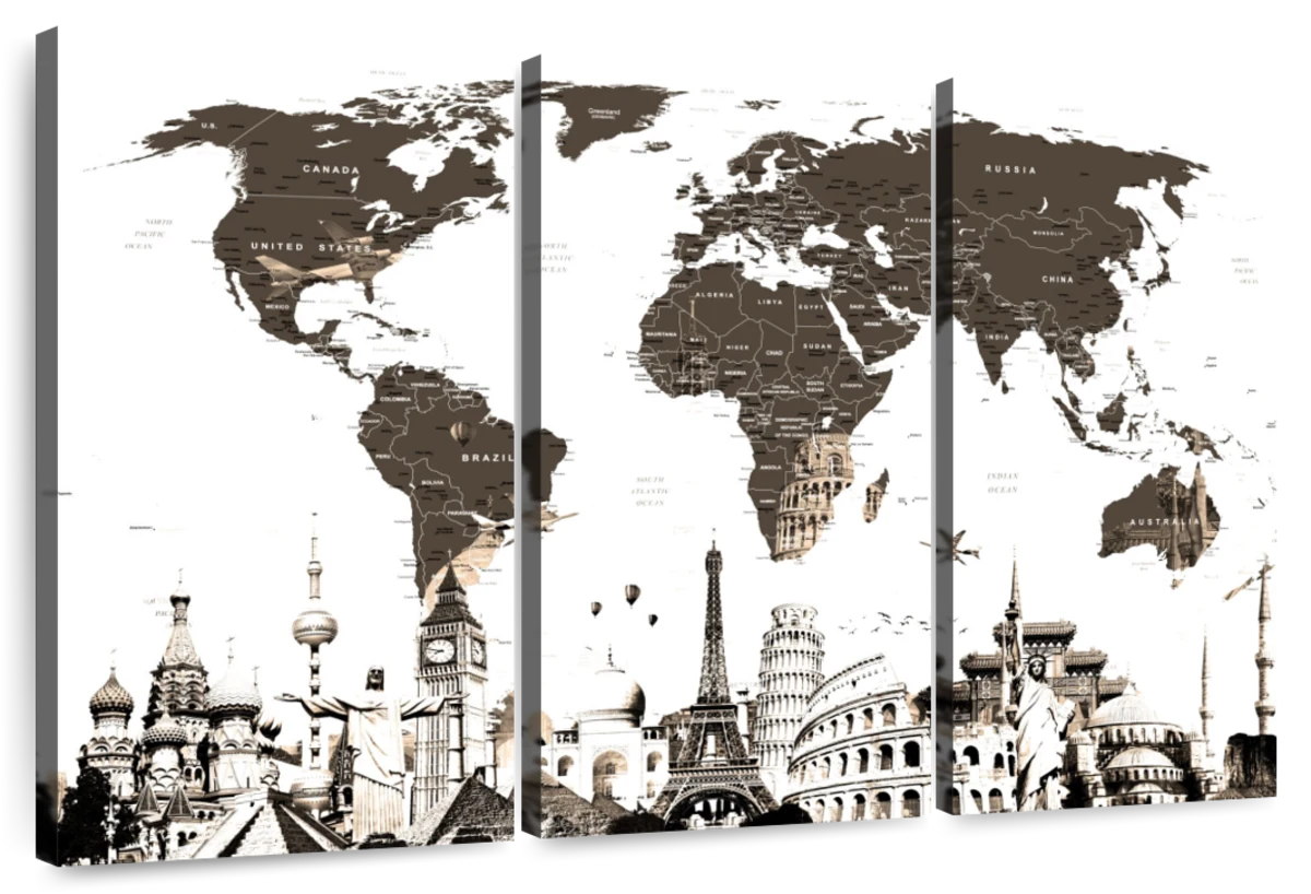 world map poster black and white