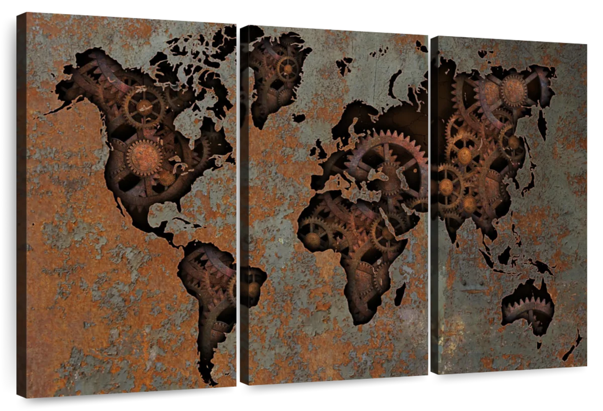 steampunk world map