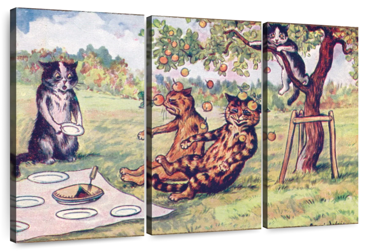 Louis Wain Cat Print - Amusing Edwardian Cat Art Greeting Card