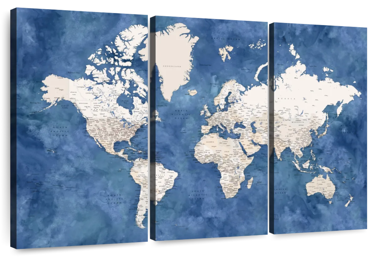 detailed world map with cities