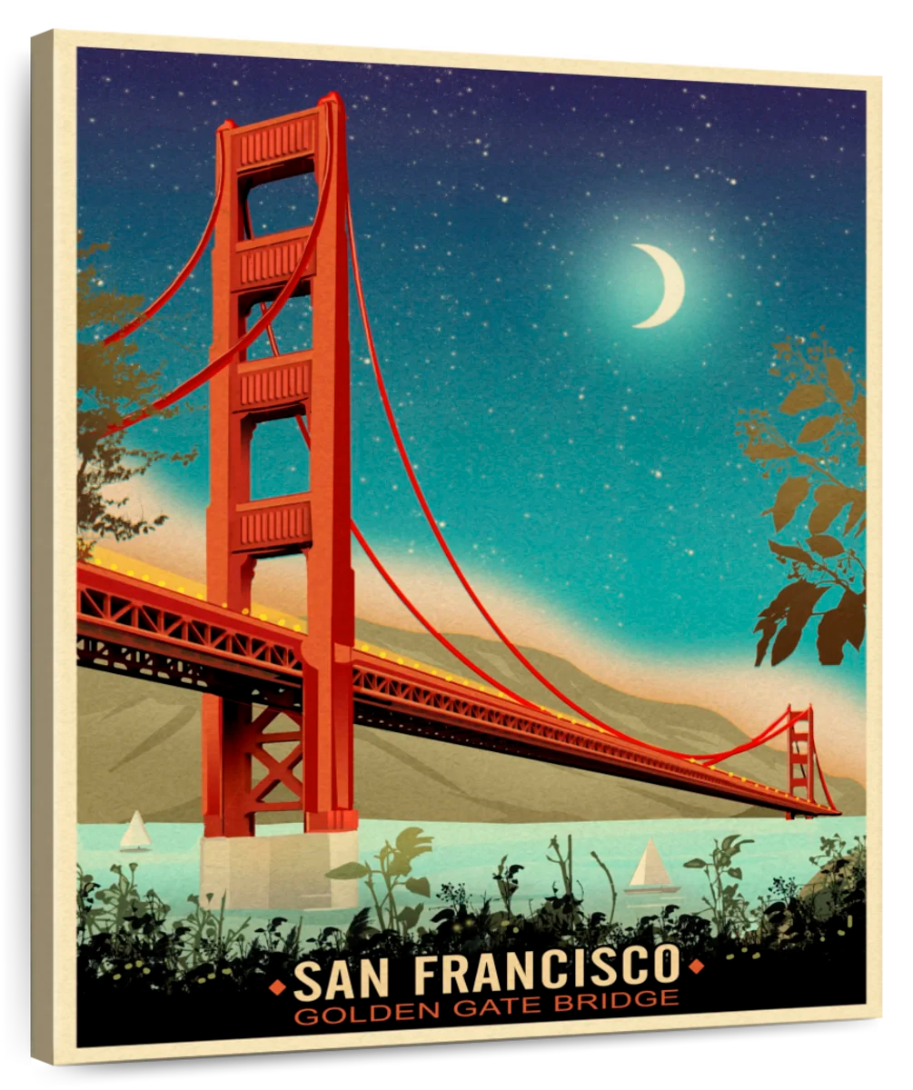 Bridge Posters Art: Night Prints, & Golden Gate Canvas Frames