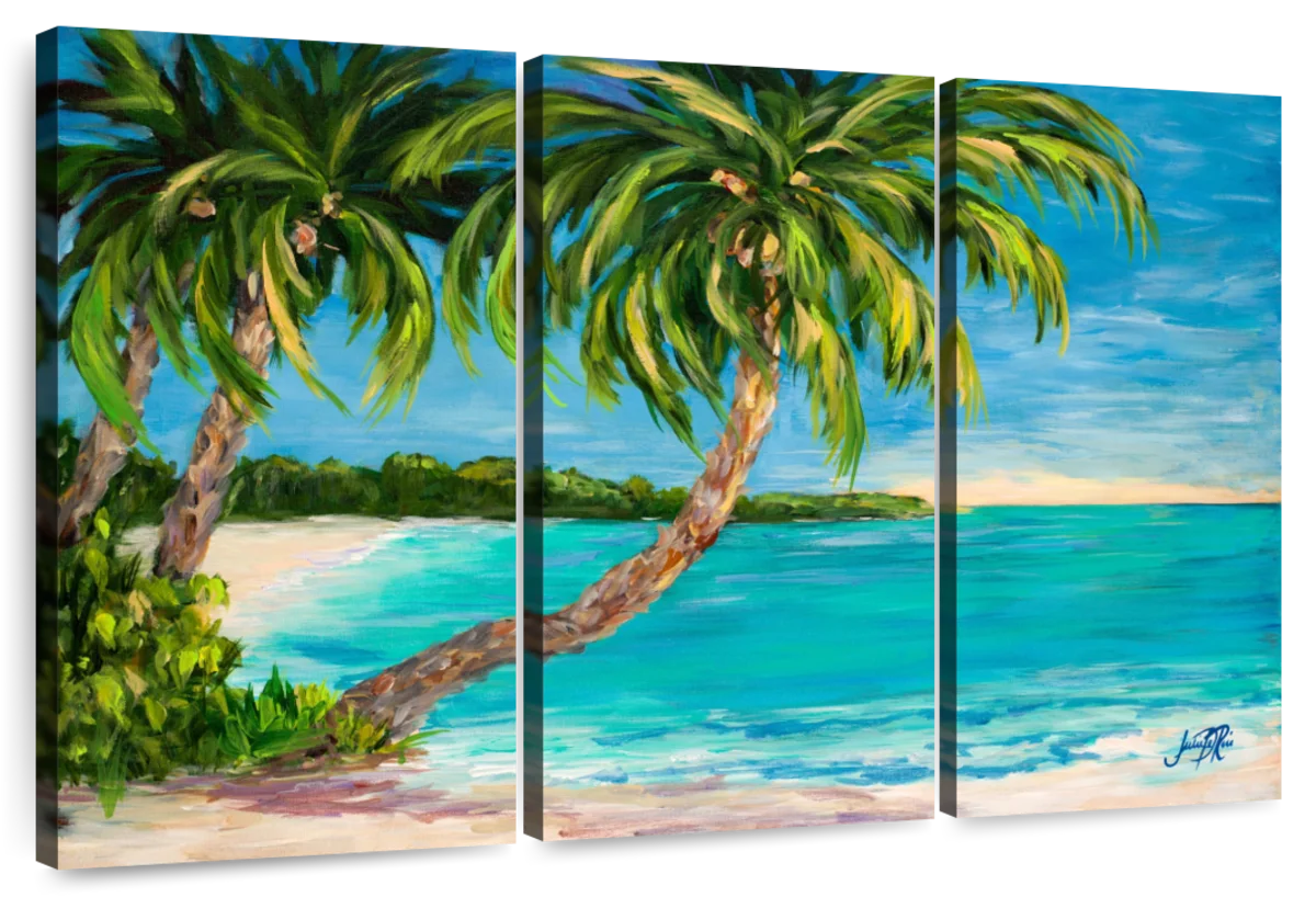 California Love, Palm Trees, Aqua Horizon (16x24 Giclee Gallery Art Print,  Vivid Textured Wall Decor) 