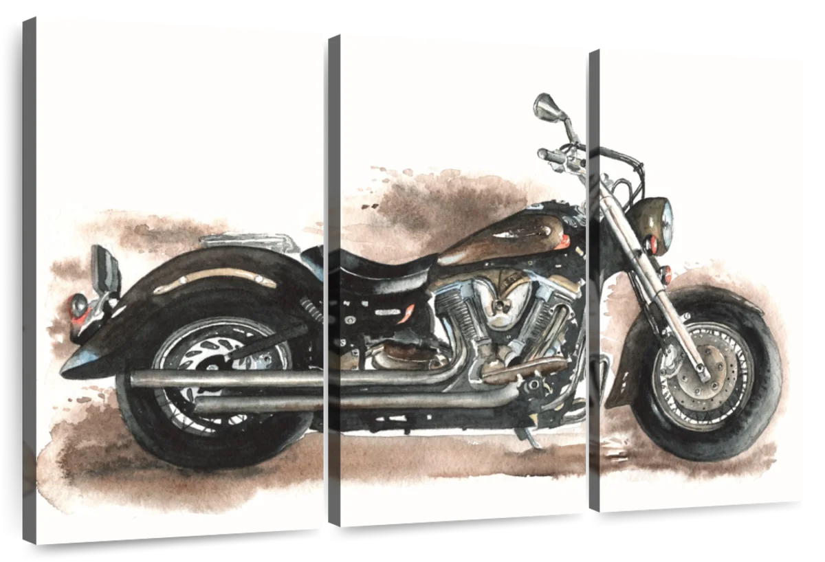 Custom Chopper Motorcycle Wall Art | Watercolor