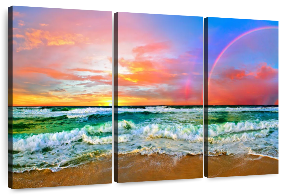 colorful ocean sunset painting