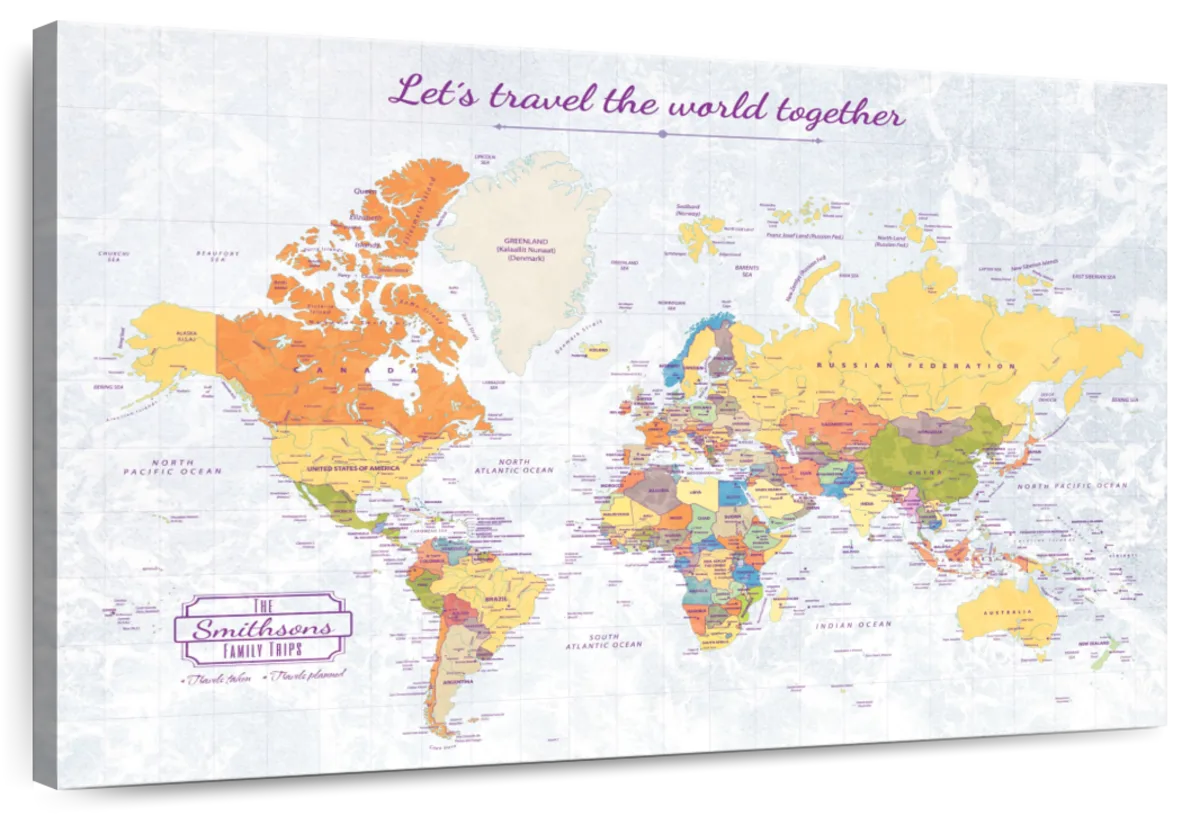 Pastel World Map Art: Canvas Prints, Frames & Posters