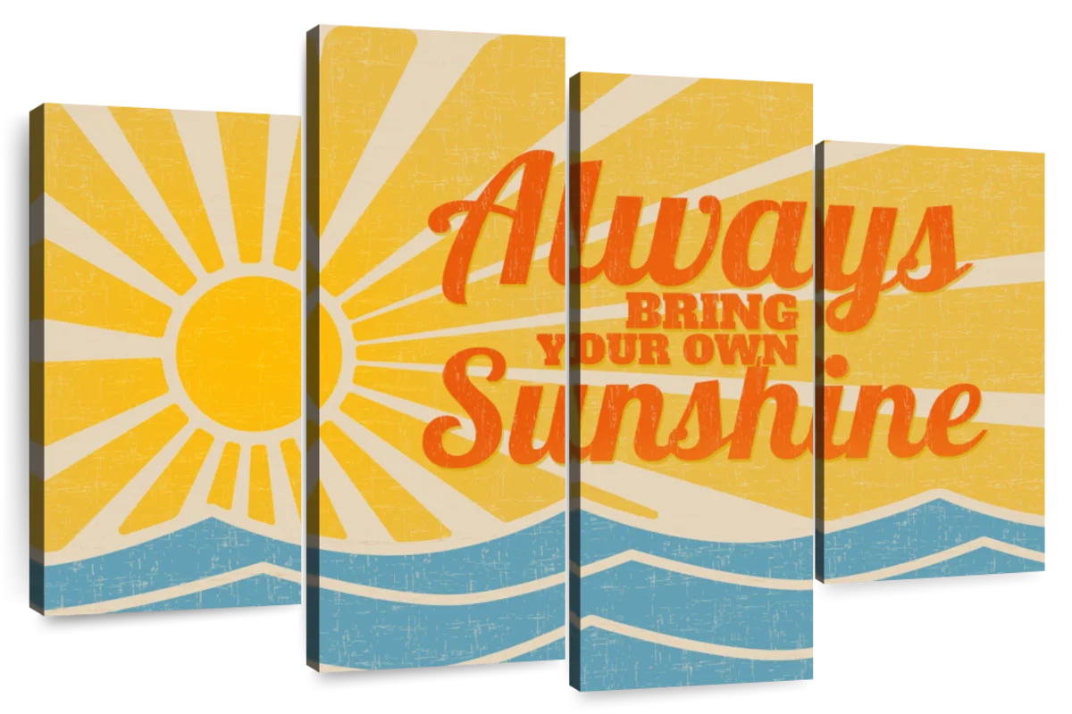 Bring Me Sunshine Art Wall Canvas Typography Inspiring Quote 