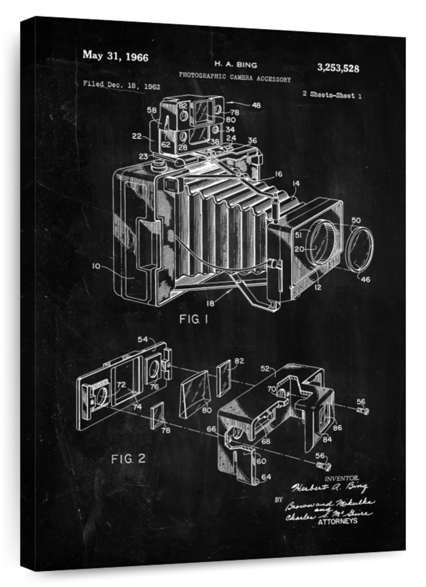 blanding Preference Modtager Photographic Camera Accessory BW Patent Wall Art | Digital Art