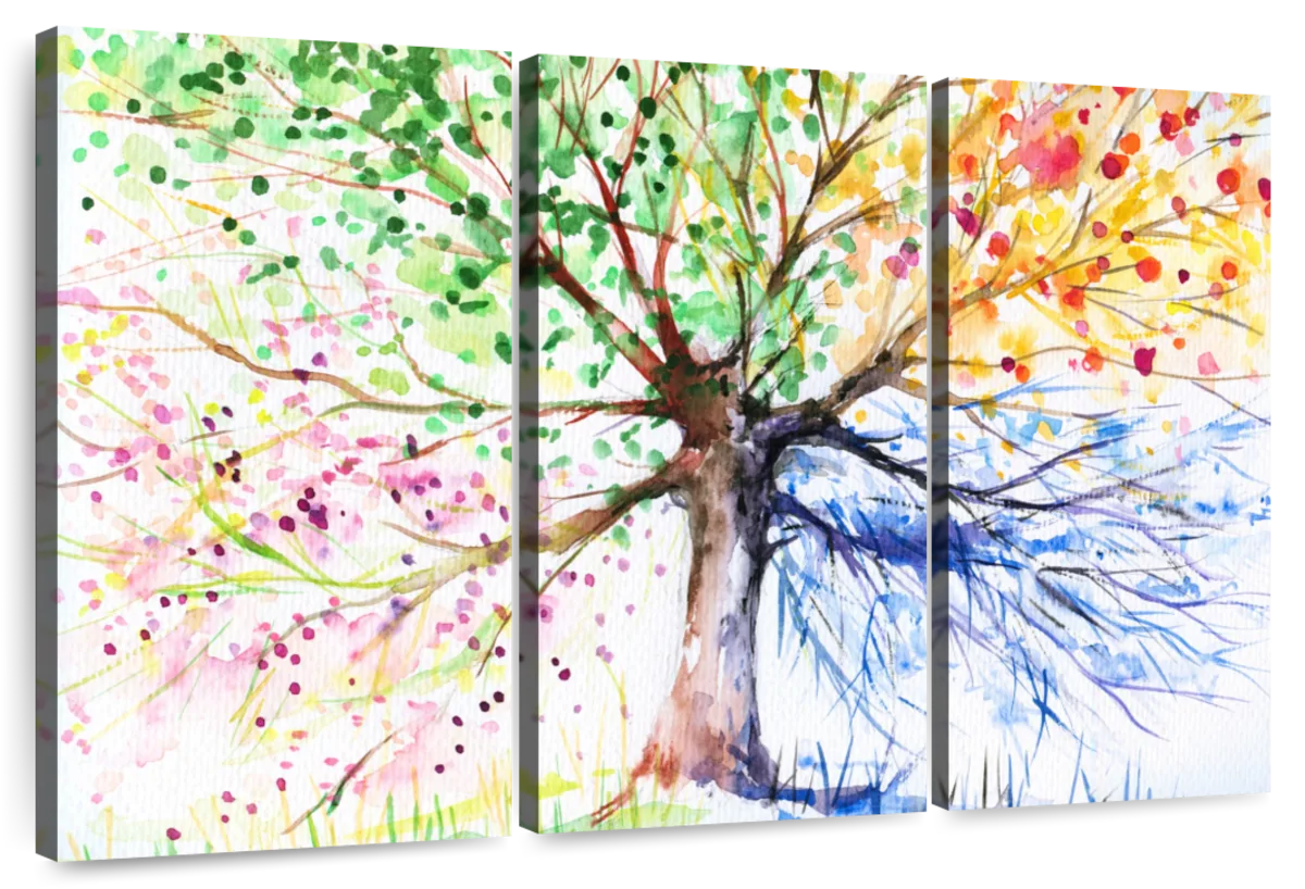 Four Seasons Tree Wall Art Watercolor