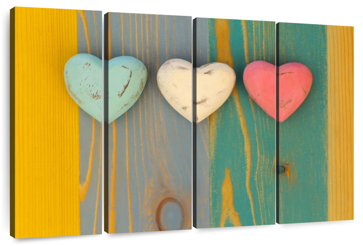 Three Wooden Hearts Art: Canvas Prints, Frames & Posters