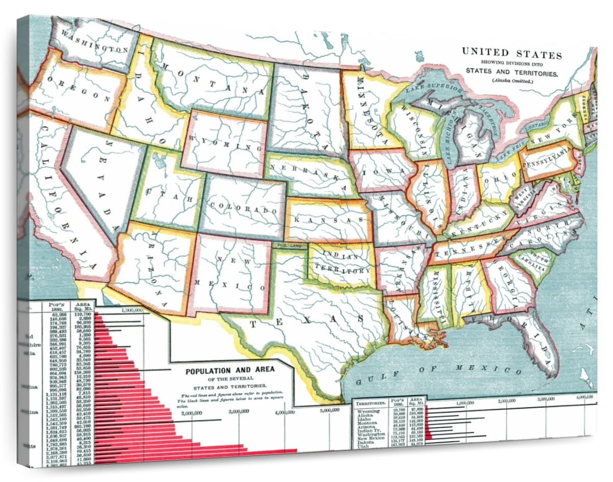 Old USA Map Wall Art Digital Art