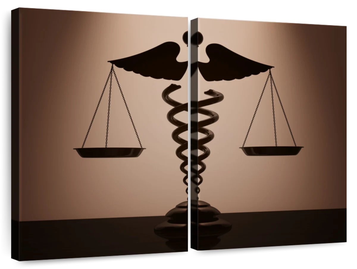 Medical Caduceus Symbol As Scales Concept Of Medicine And Justice