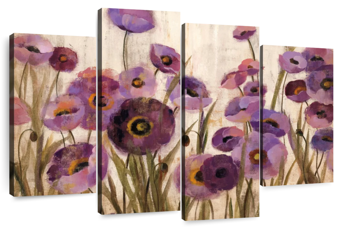 Pink And Purple Flowers Wall Art 