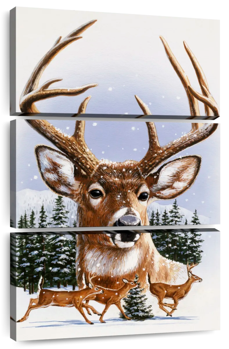 Whitetail Deer Montage Winter Art: Canvas Prints, Frames & Posters