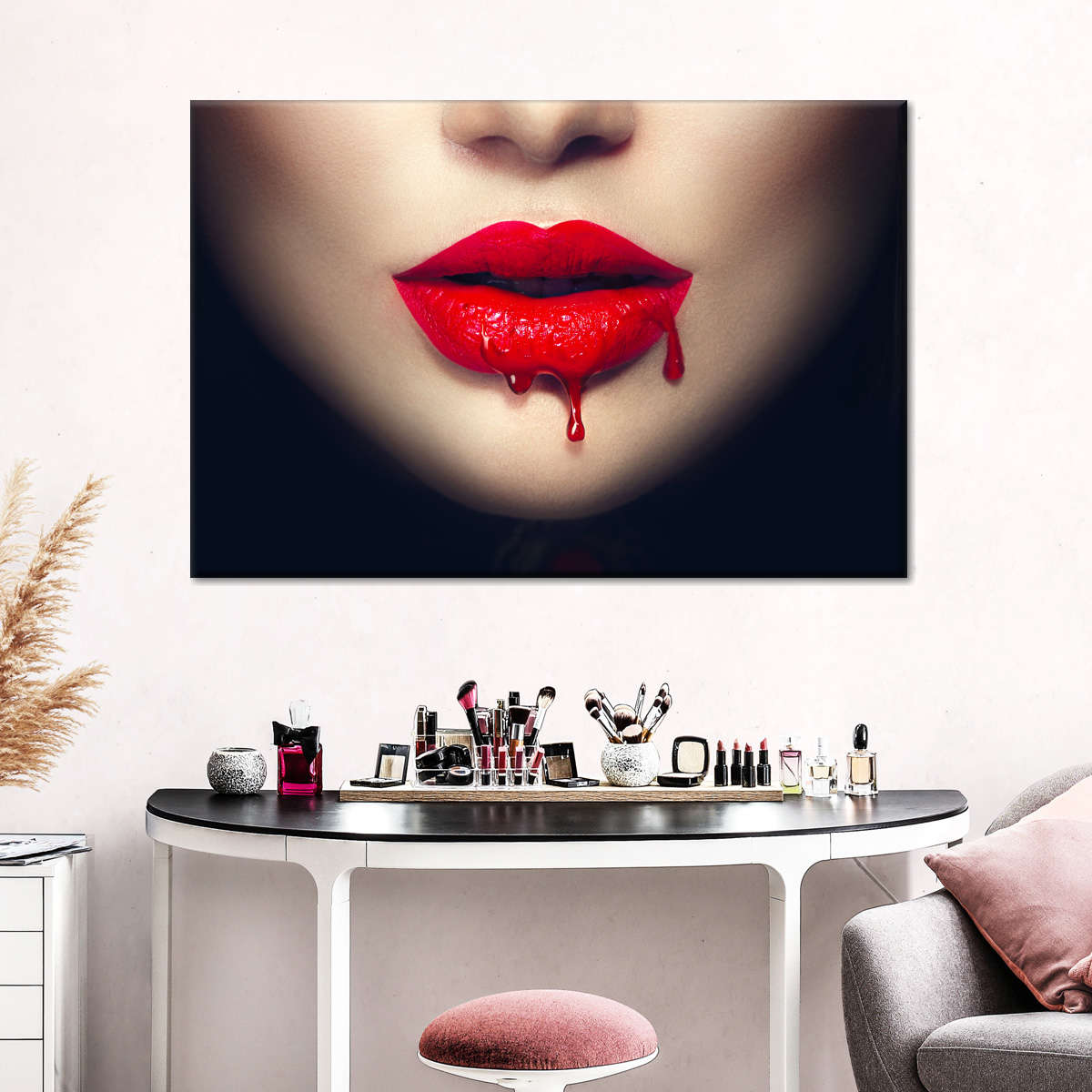 Neon Lips Poster Red Lip Pop Culture Dripping Print Home Decor