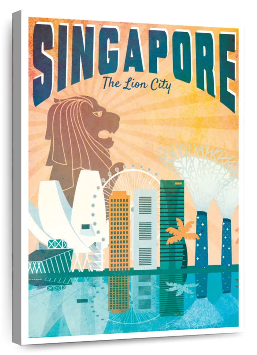 Singapore Tourism Vintage Poster Canvas Posters Art: Frames & Prints