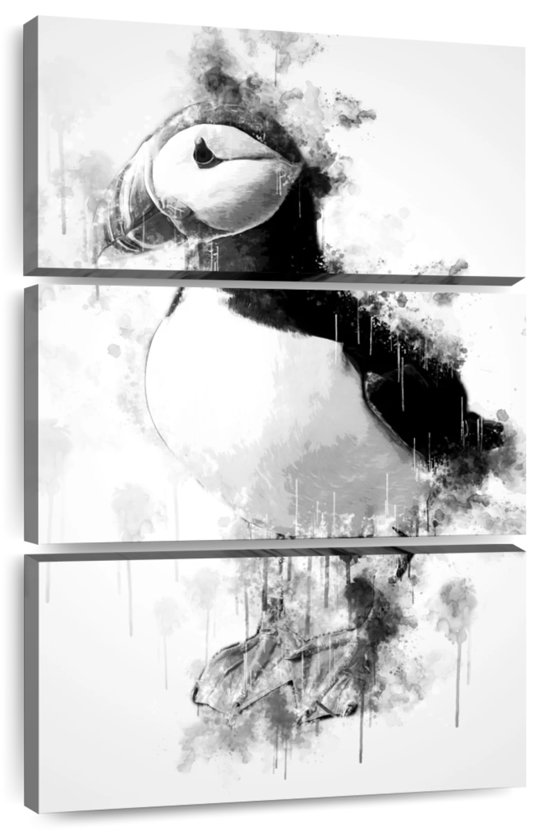 black and white paintings of birds