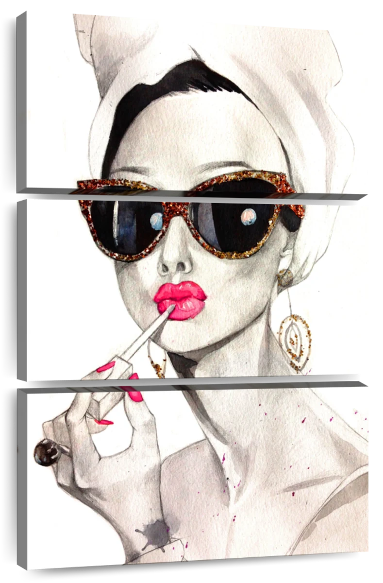 Glitter Audrey Hepburn Glamorous Lipgloss Sunglasses Canvas 