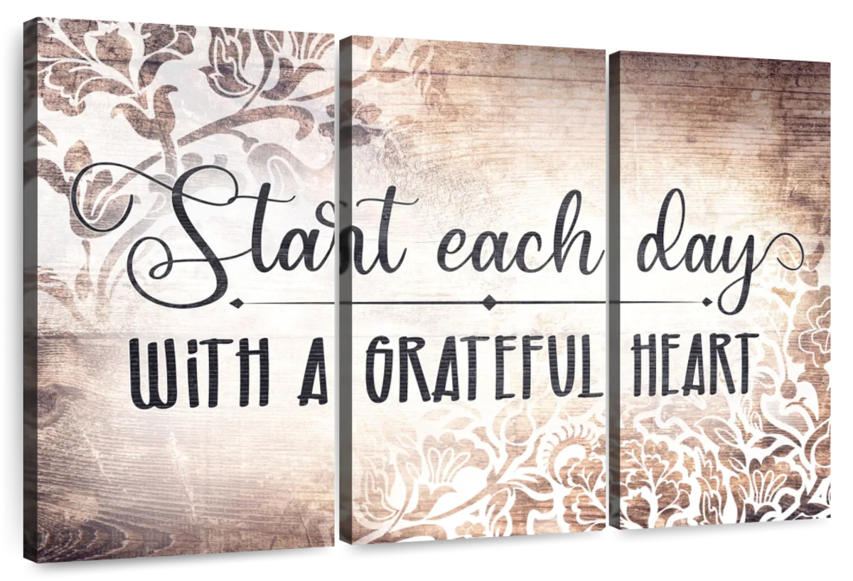 Ashley Start Each Day With A Grateful Heart 30x40 Canvas Wall Art, White