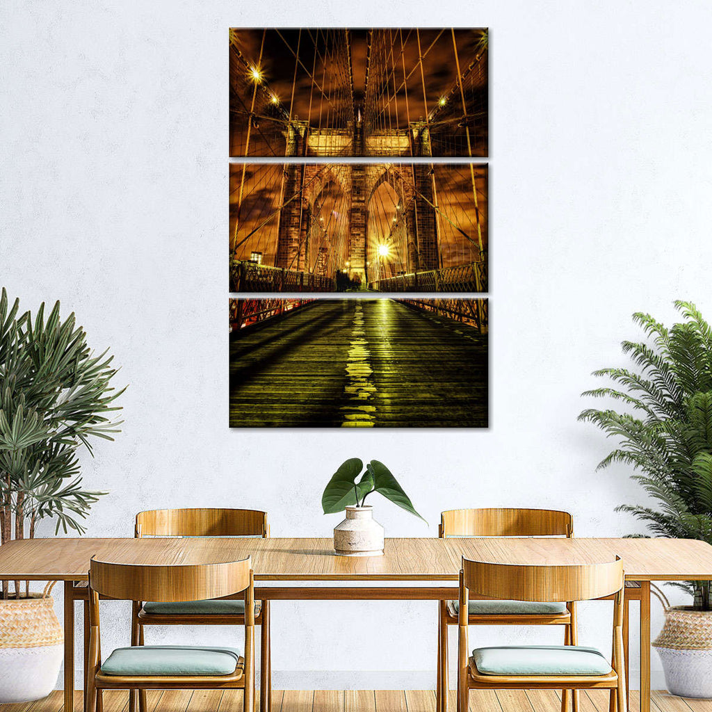 Illuminated Brooklyn Bridge At Night Wall Art | Photography | by Beyti ...