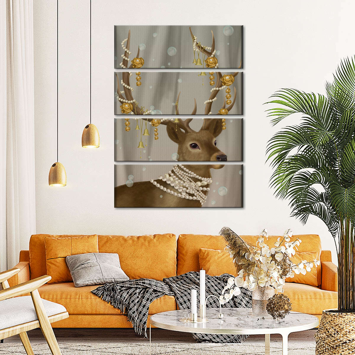 Deer with Gold Bells, Antiquarian Book Prints, Art Print, Wall Art —  FabFunky