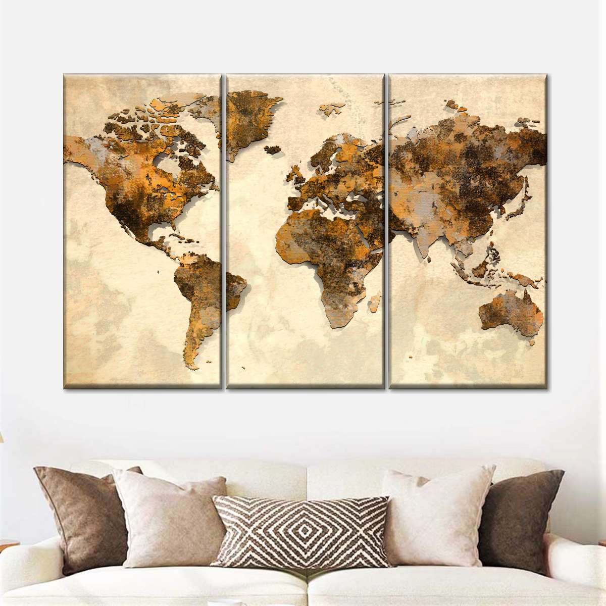 Rustic World Map Multi Panel Canvas Wall Art Elephantstock