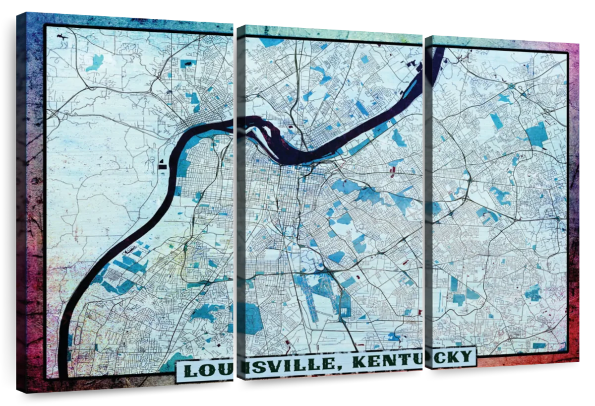 Louisville KY City Vector Road Map Blue Text Canvas Print / Canvas