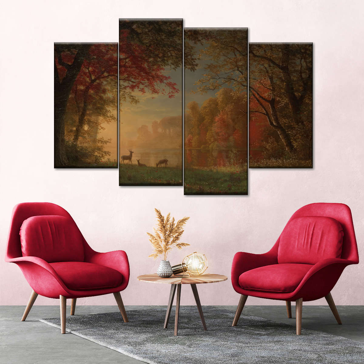 Deer Sunset Silhouette Wall Art