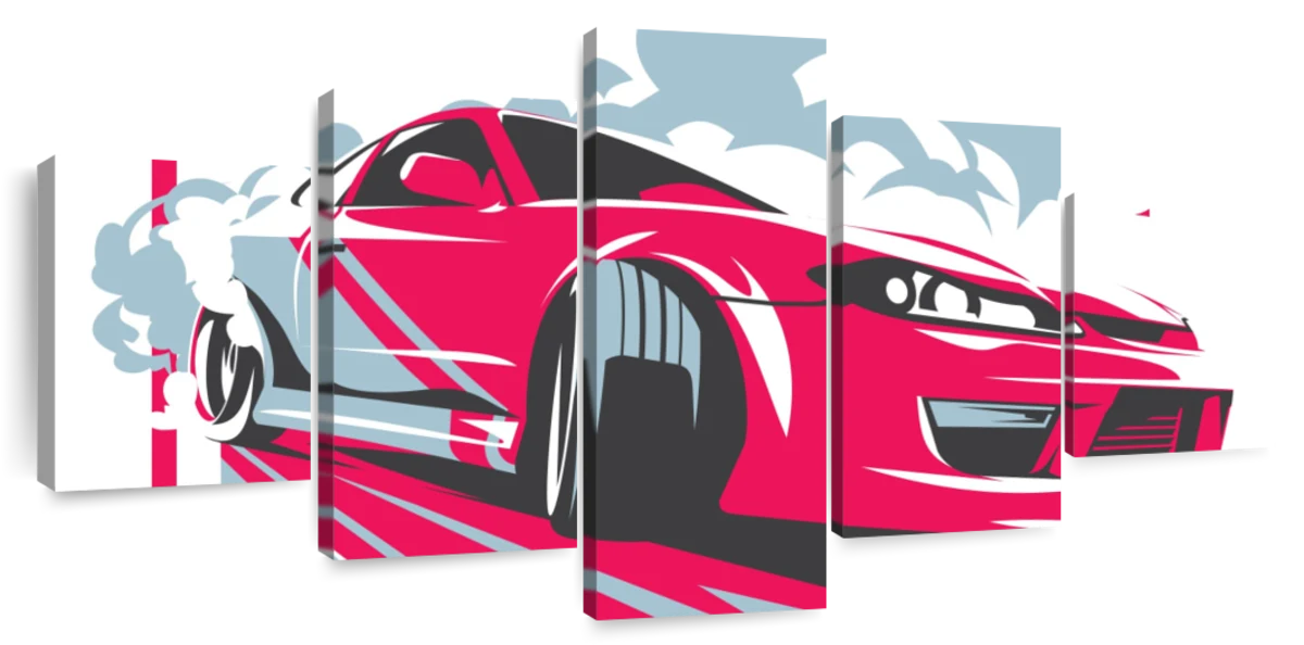 Pink Drifting Race Car Art: Canvas Prints, Frames  Posters