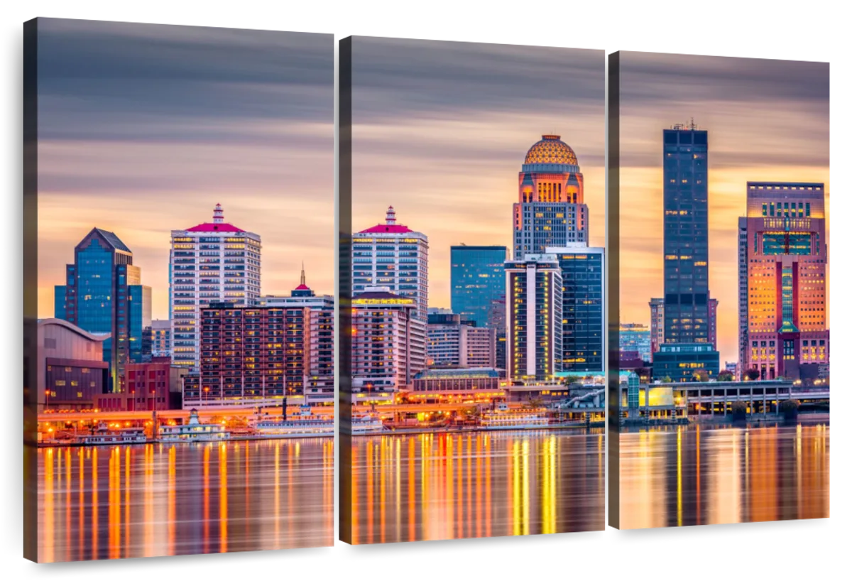 Louisville, Kentucky at Twilight Skyline Panoramic Art Print