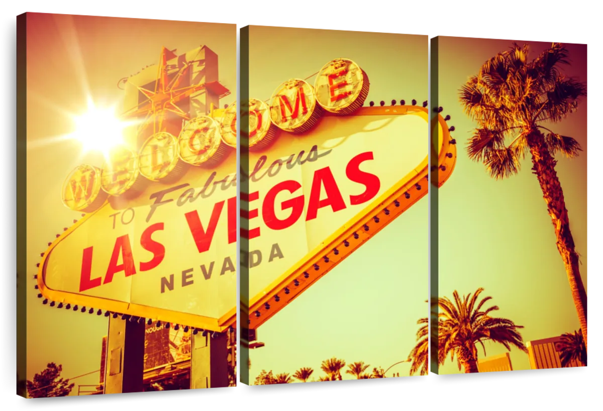 Las Vegas Welcome Sign Wall Art Multi Panel Canvas