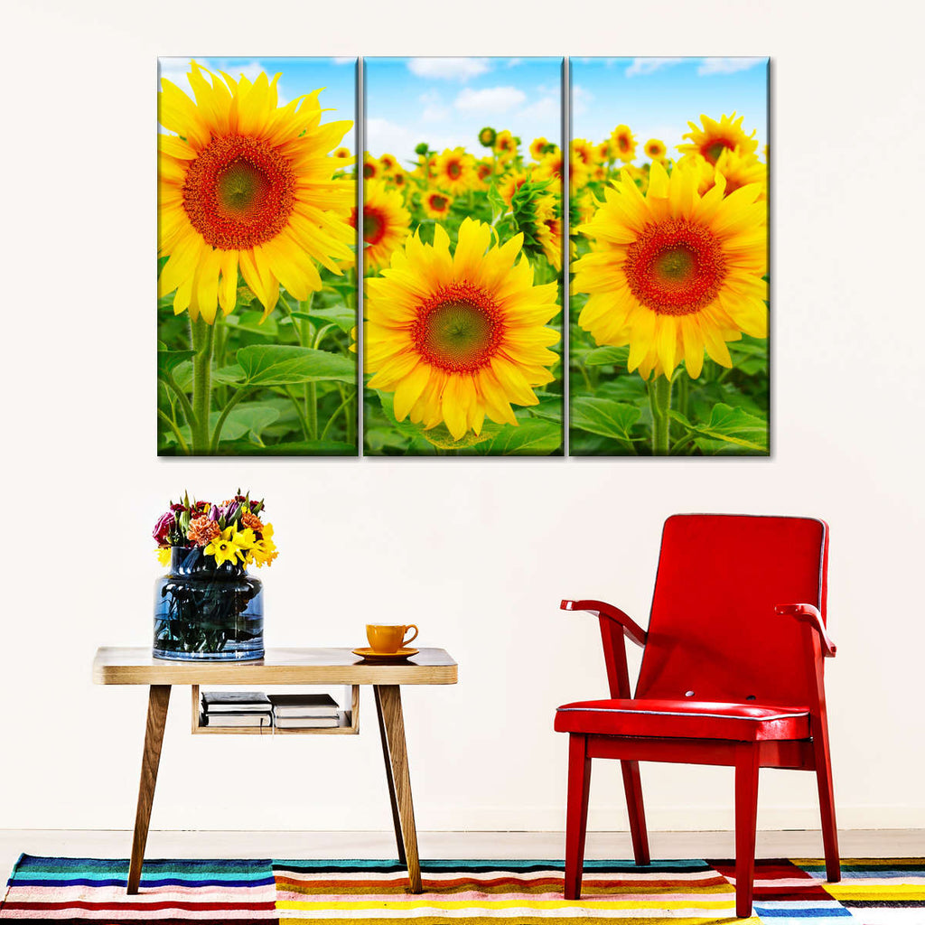 Blue Skies Sunflower Field Wall Art | Photography