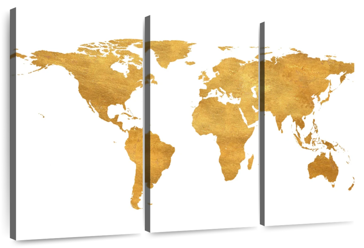 Gold World Map Gold Foil Wall Art Digital Art By Sd Graphics Studio