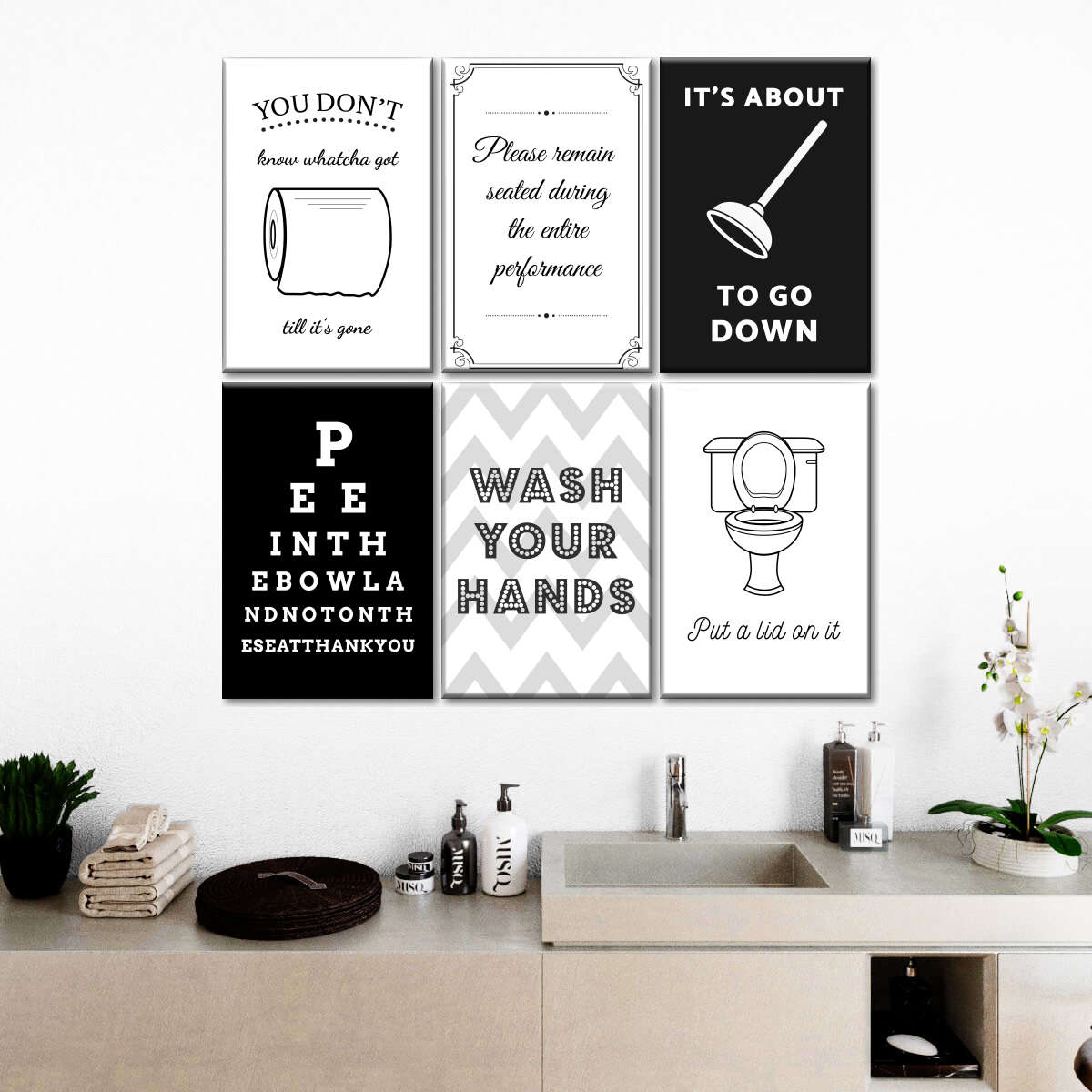 Bathroom Humor Canvas Set Wall Art Elephantstock