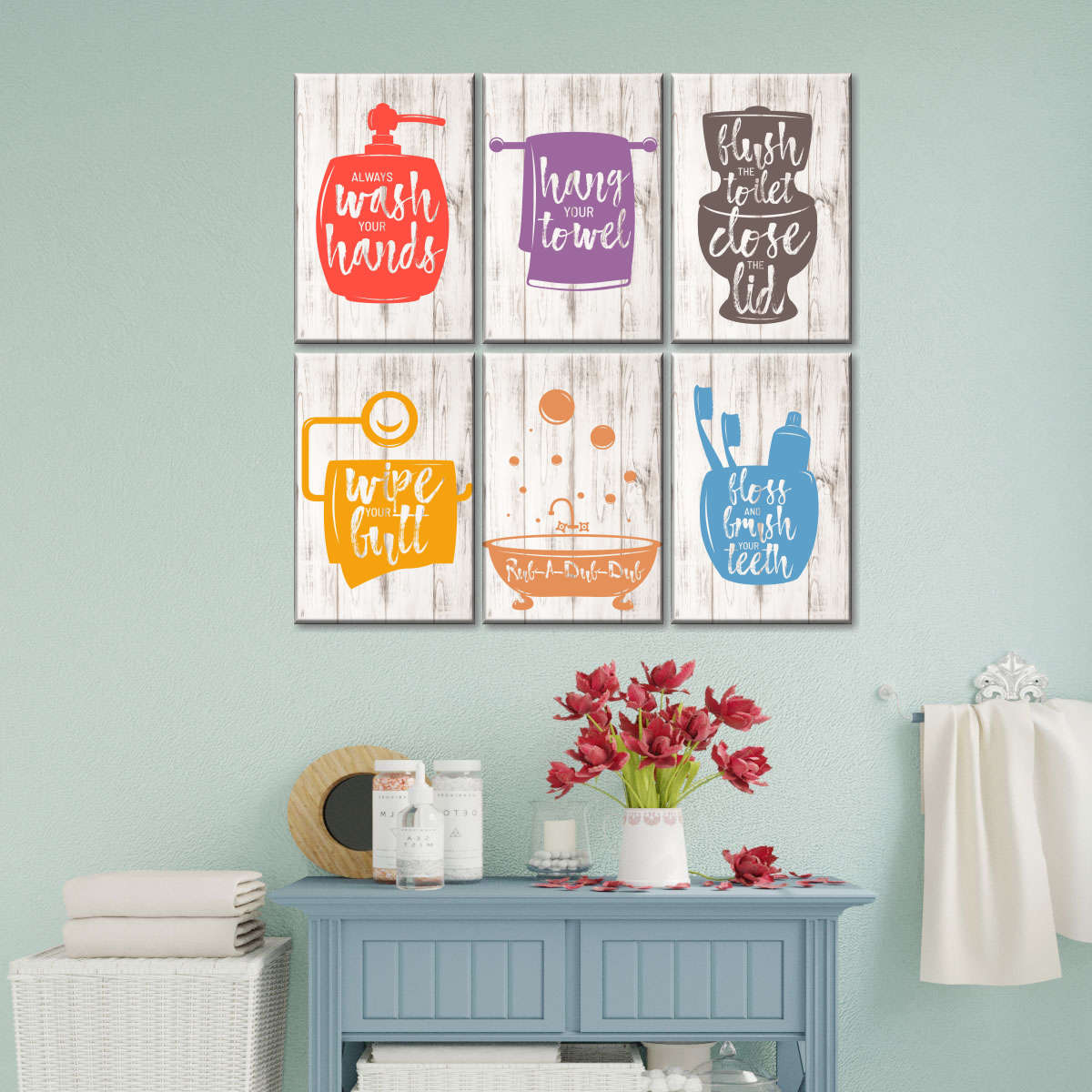 Bathroom Canvas Set Wall Art Elephantstock